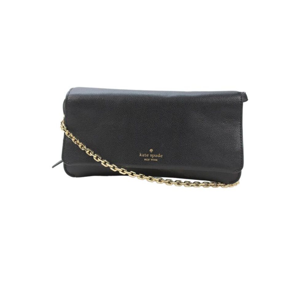 Kate Spade New York Womens Leather Snap Closure Shoulder Bag Black